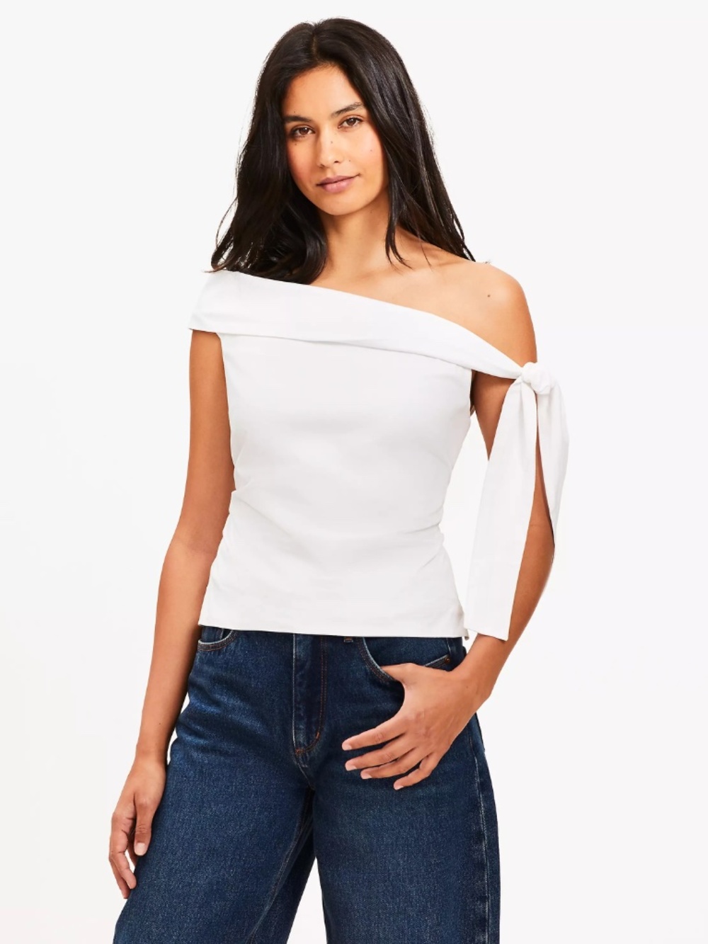 LOFT NWT side top tie white blouse top size small
